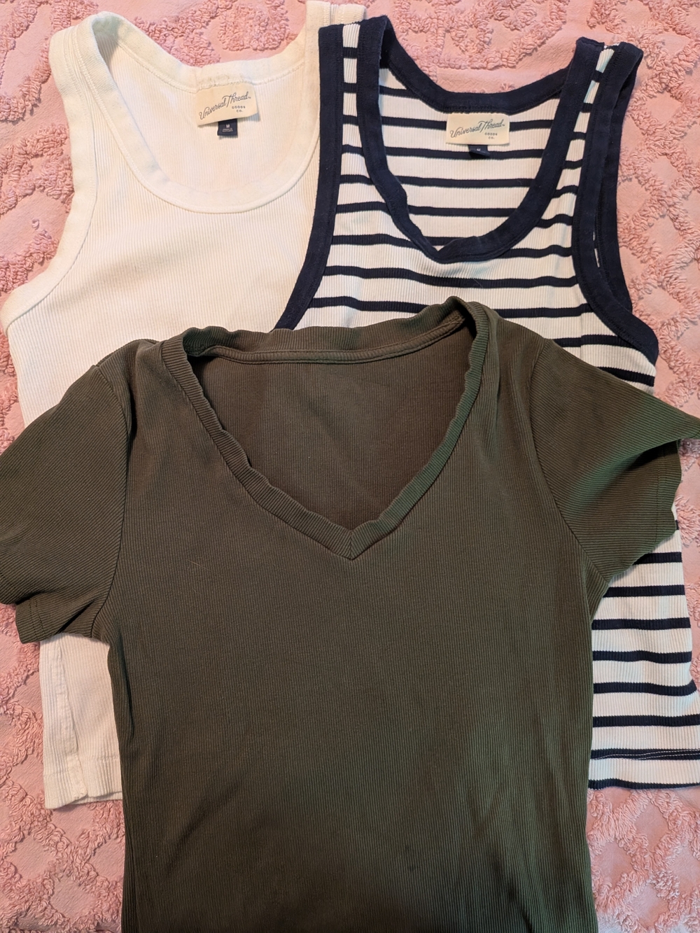 Three Ribbed Shirts - Two Tanks One Short Sleeve